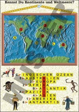Transparentsatz Kennst Du die Kontinente und Weltmeere ? 