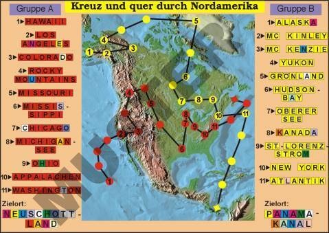 Transparentsatz Kreuz und quer durch die Kontinente (ohne Europa)