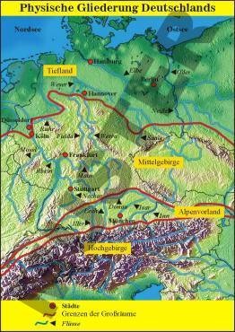 Transparentsatz Physische Gliederung Deutschlands