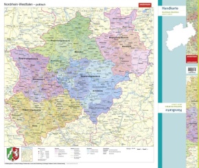 Handkarte (im 10er Set) Nordrhein-Westfalen, physisch/politisch