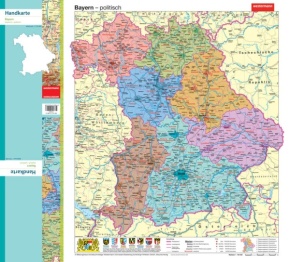 Handkarte (im 10er Set) Bayern, physisch, politisch