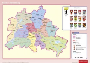 Posterkarte Berlin, physisch/politisch, 100x70 cm