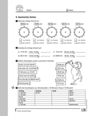 Lehrerhandreichung, Arbeitsblätter und Kopiervorlagen: Uhrzeit