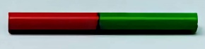 Rundstabmagnet, ALNiCo, 100 mm lang, 10 mm Ø,  rot/grün