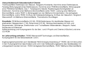 Schülerset Brennstoffzelle: Solar-Wasserstoff-Technologie