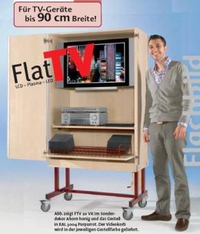 Stabiler, zweitüriger TV-Wagen mit 1 Einlegeboden, fahrbar