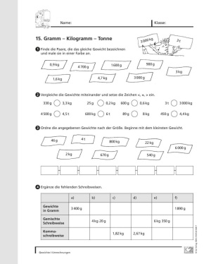 Lehrerhandreichung, Arbeitsblätter und Kopiervorlagen: Gewichte