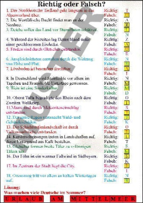 Transparentsatz Rätselspiele: Leben in Deutschland