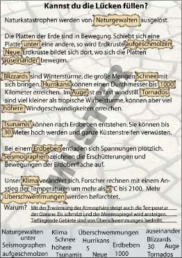 Transparentsatz Rätsel Naturkatastrophen