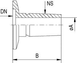 Übergangsflansch, DN 16 - Kern NS 19/26